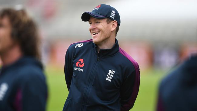 England ODI skipper Eoin Morgan looks happy with what he sees in net practice in Manchester. Picture: Getty Images.