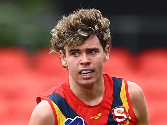 GOLD COAST, AUSTRALIA - JULY 09: Douglas Cochrane of South Australia in action during the Marsh AFL National Championships match between U16 Boys Victoria Metro and South Australia at People First Stadium on July 09, 2024 in Gold Coast, Australia. (Photo by Chris Hyde/AFL Photos/via Getty Images)