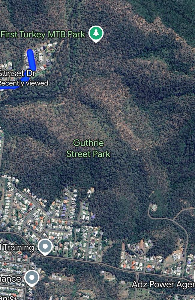 The First Turkey Mountain Bike Park in North Rockhampton. The K9 trail is located to the right of the Guthrie Street Park.