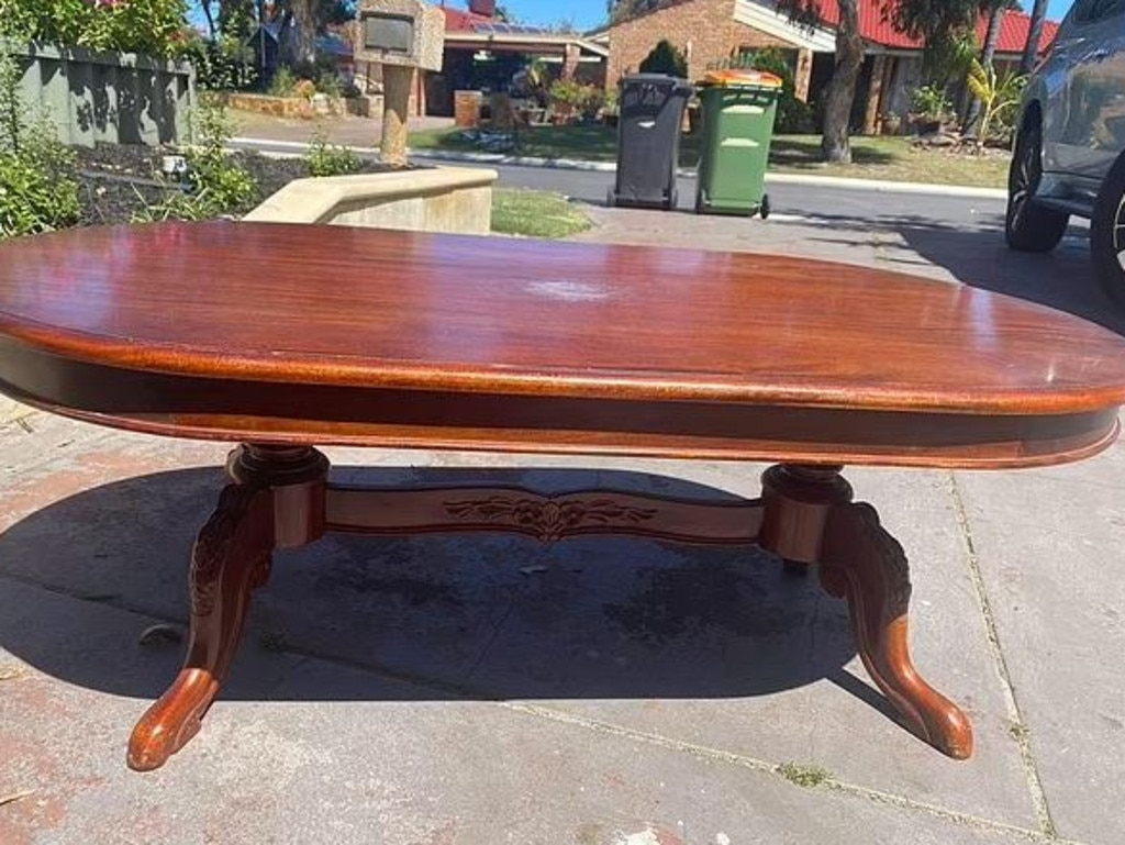 Another saved $2k amount after doing something with this $20 table she bought second hand online. Picture: Facebook/Kmart hacks &amp; decor