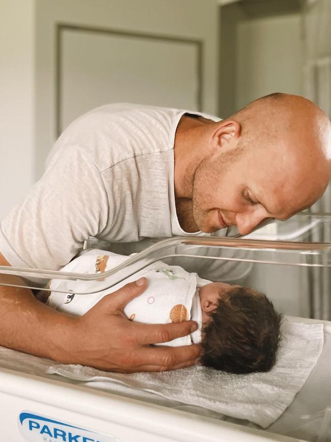 Gary Ablett with new daughter, Grace. Picture: Instagram