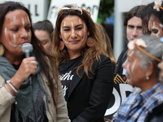 Protesters say the project threatens the Tiwi land and culture. Picture: Tamati Smith / Getty Images