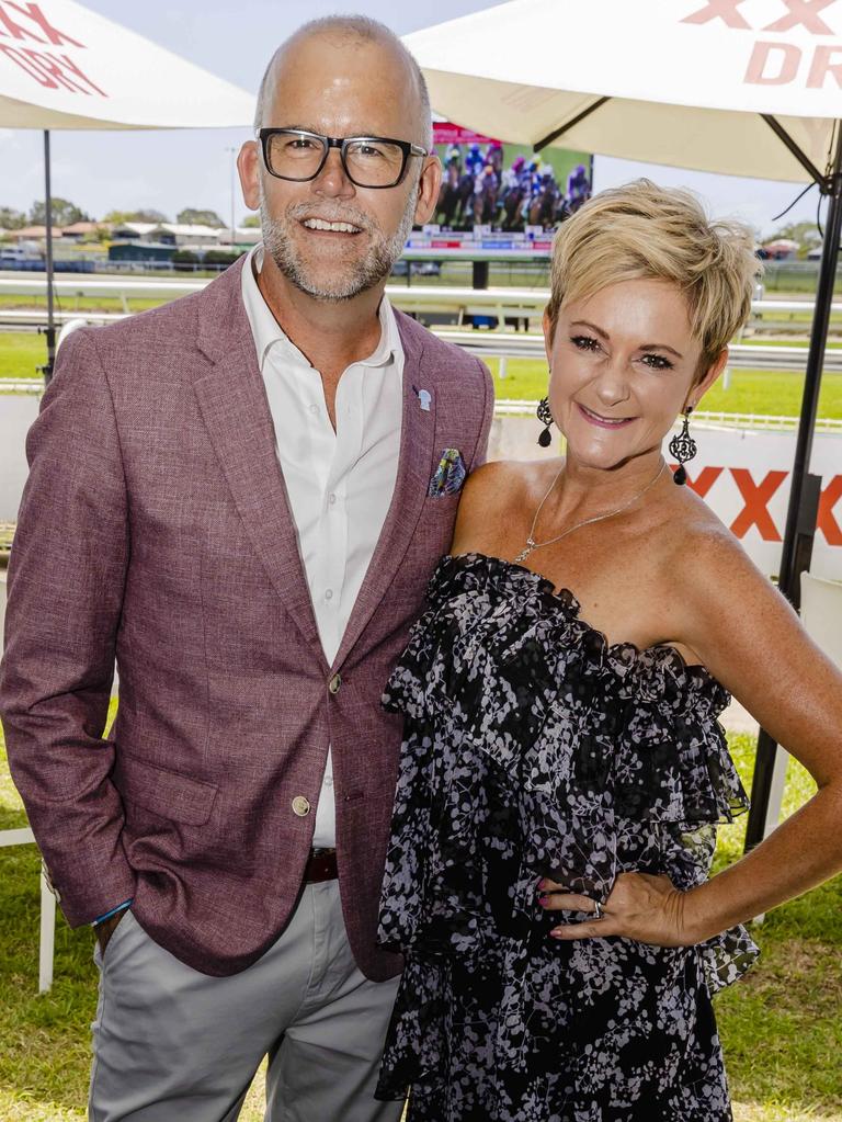 Steven Cox and Mandi Tapp at Doomben Racecourse for Melbourne Cup Day. Socials: Damien Anthony Rossi | Pictures: Jared Vethaak