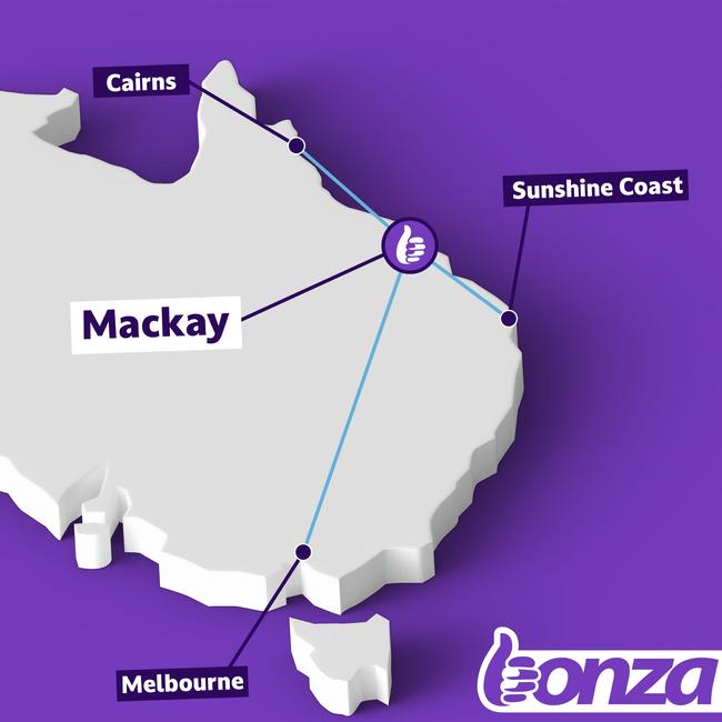 Bonza's routes from Mackay. Picture: Contributed