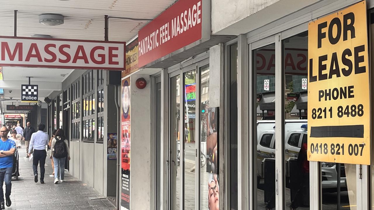 Empty buildings along Hindley Street this week. Picture: Belinda Willis