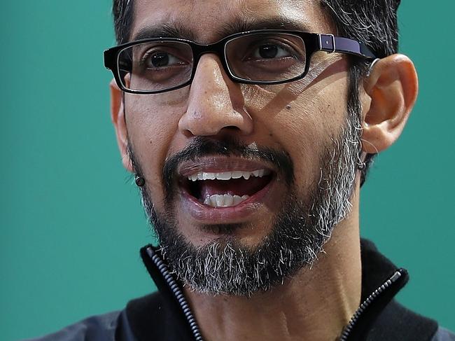 MOUNTAIN VIEW, CA - MAY 17: Google CEO Sundar Pichai delivers the keynote address at the Google I/O 2017 Conference at Shoreline Amphitheater on May 17, 2017 in Mountain View, California. The three-day conference will highlight innovations including Google Assistant.   Justin Sullivan/Getty Images/AFP == FOR NEWSPAPERS, INTERNET, TELCOS & TELEVISION USE ONLY ==