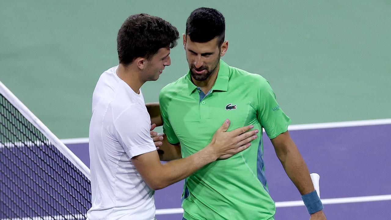 Djokovic wasn’t happy after the loss. Matthew Stockman/Getty Images/AFP)
