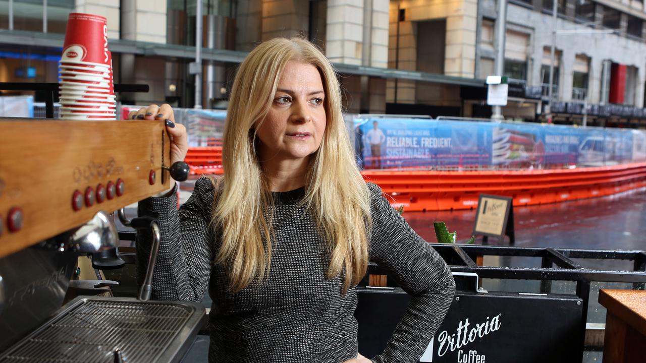 Angela Vithoulkas on George Street near her former Cafe Vivo, which closed in 2018 due to a fall in trade during the light rail project. Picture: James Croucher.