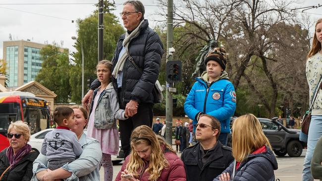 At Parliament House in North Terrace, people witnessed the proclamation of King Charles III. Picture: Matt Loxton