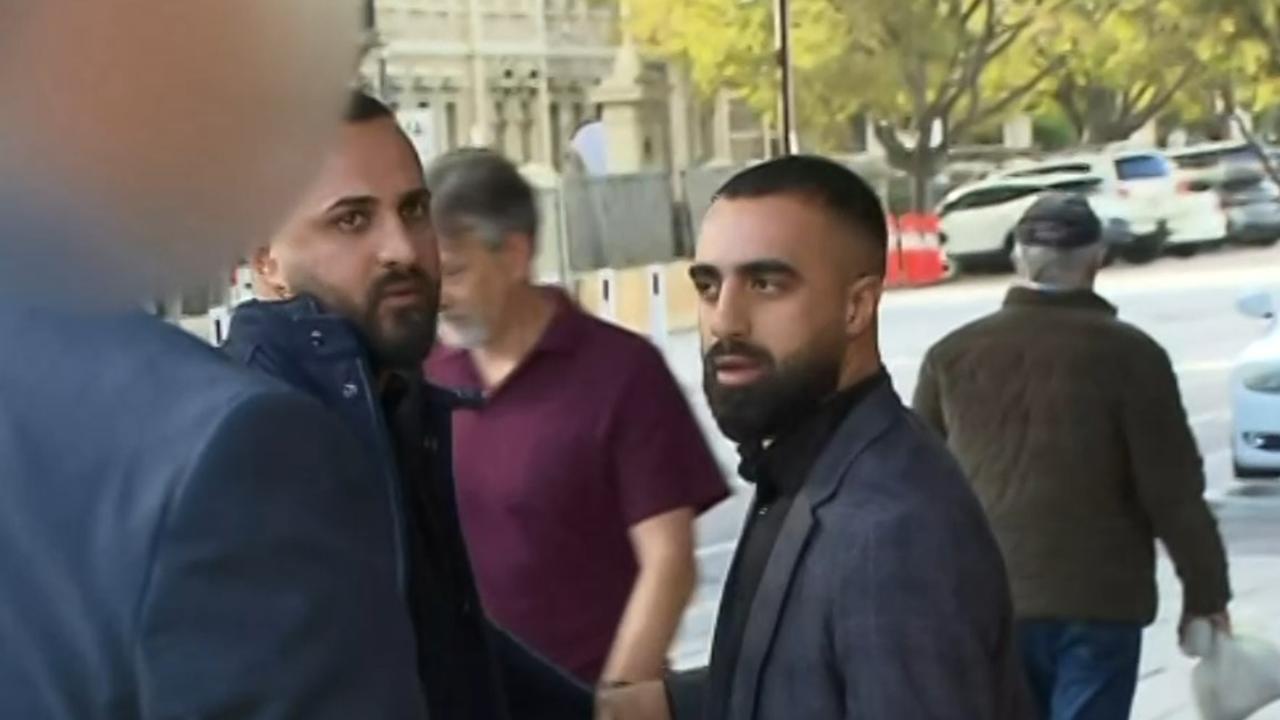 Minutes before their scheduled court hearing in the Adelaide Magistrates Court on Thursday. Picture: 7NEWS Adelaide