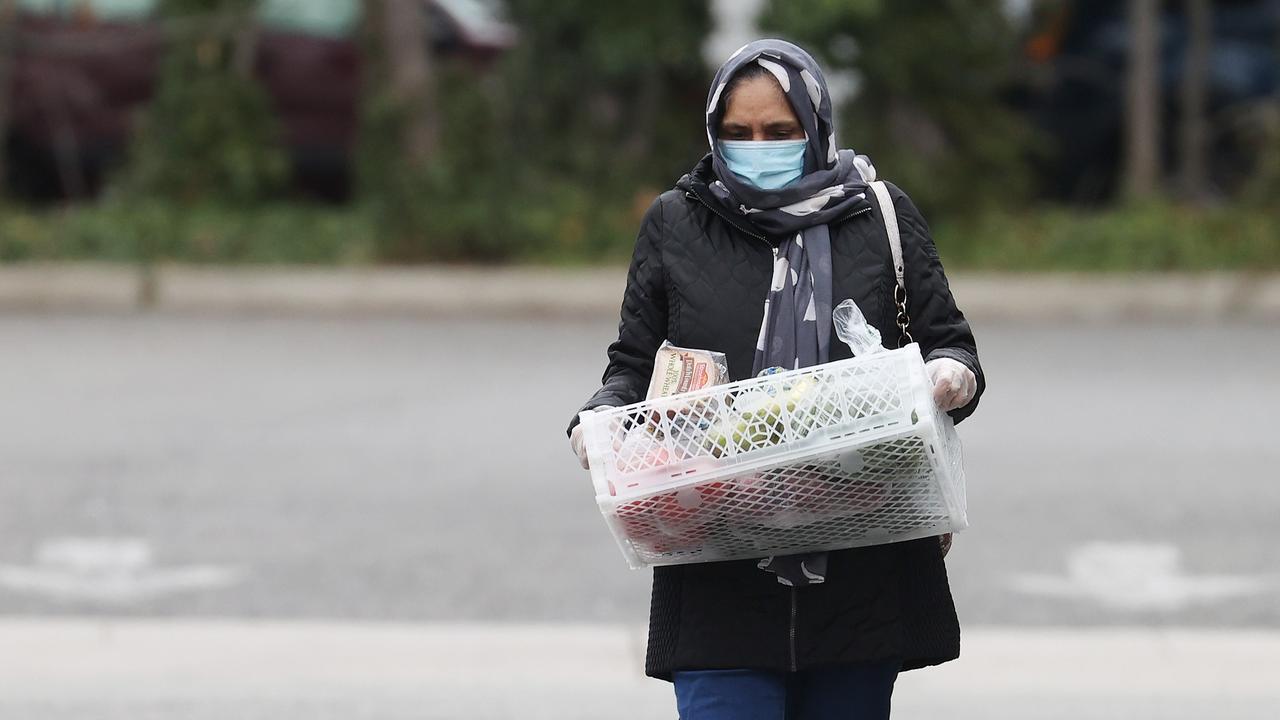 Researchers have found that wearing gloves and other protective gear to defend yourself from COVID-19 might actually cause you more harm than good. Picture: Al Bello/Getty Images/AFP