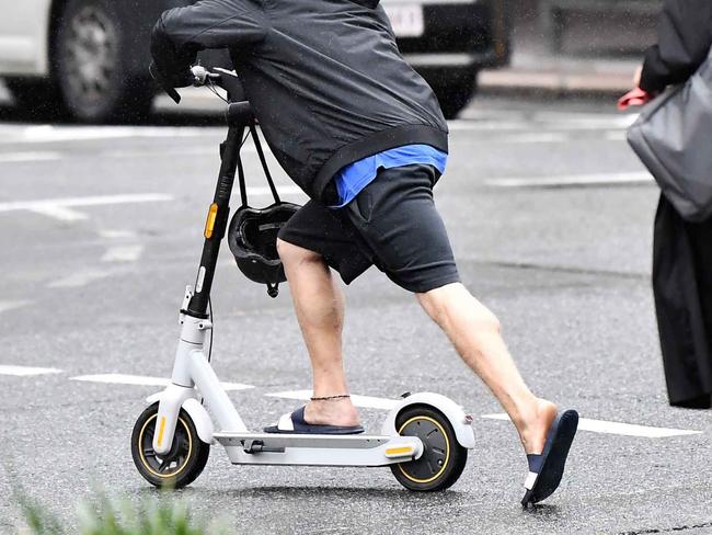 E-scooters innner city Brisbane. Picture: Patrick Woods.