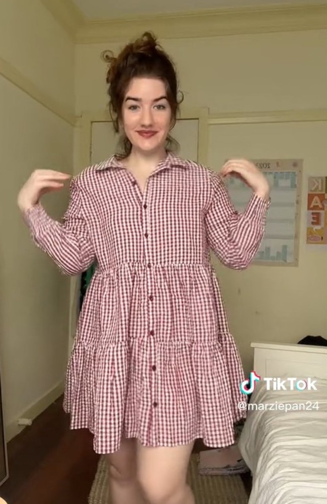 Kmart s 25 autumn version of viral green gingham dress news Australia s leading news site