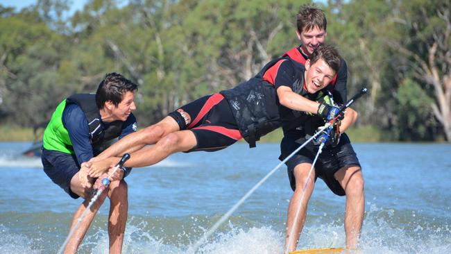 Children water skiing on the River Murray at Roonka Water Activity Centre. Picture: Supplied