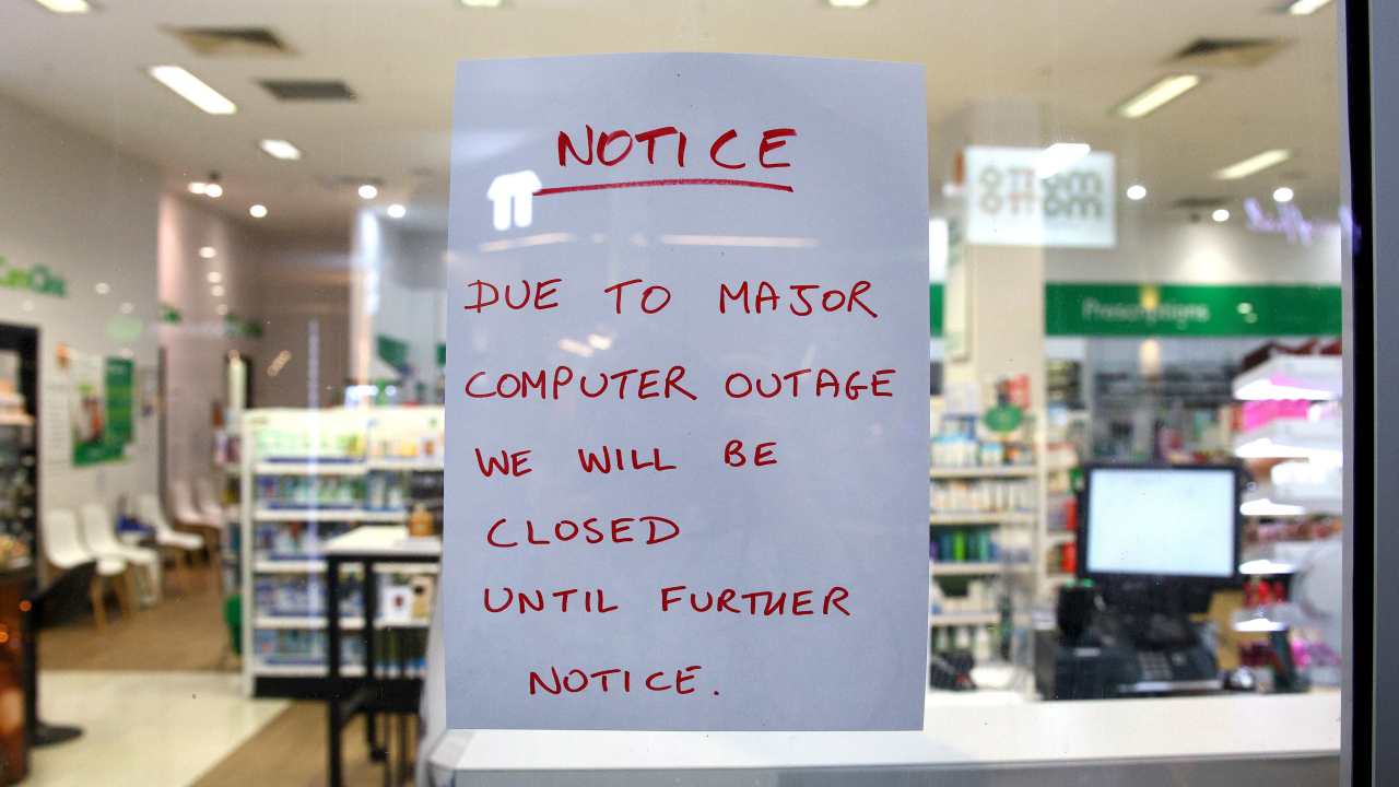 Businesses all around the world have been affected by Crowdstrike outage which affects Microsoft based computers. Terry White Chemist at the Gasworks in Brisbane closed its doors during the outage. Newstead Friday 19th July 2024 Picture David Clark