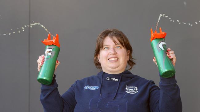 Bel Cini has worked as a 'water girl' for the Geelong Football Club's AFLW team for two seasons. Picture: Alison Wynd