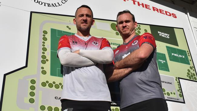 Nambour Yandina United captain Brendan Prickett and coach Kyle Nix. Picture: Matty Holdsworth