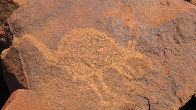 Rock art in the Burrup Peninsula, Western Australia. Picture: Supplied