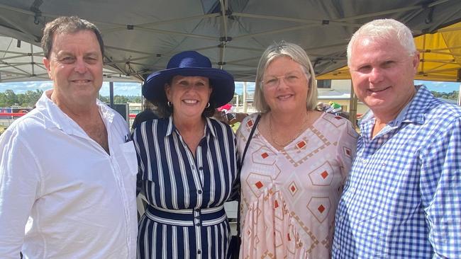 Mark and Anne Ottery, Claire and Alan Rosser at the 100 Club Cup race day 2023 in Gympie.