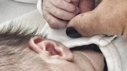 Cadel Evans' partner Stefania Zandonella uploaded this picture of new baby Blake to Instagram. Picture: Supplied