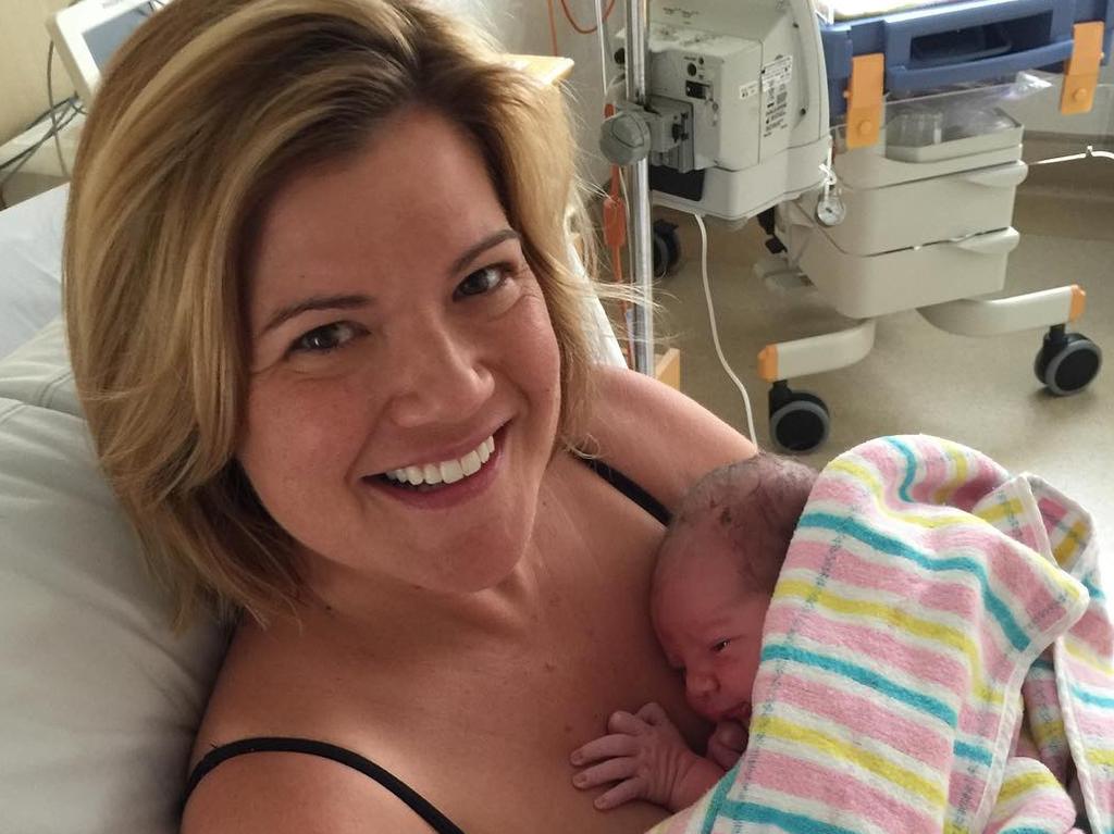 Sarah Harris gave birth to a baby boy, Harry Scanlan Ward on December 8th 2017. Picture: Instagram @whatsarahsnapped