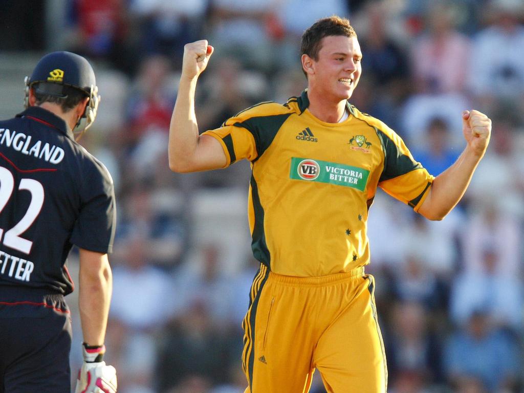 Australia's Josh Hazlewood on one-day international debut in 2010. Picture: Chris Ison/PA Images via Getty Images