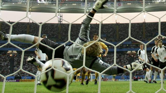 Skoko scores against Germany in the 2005 Confederations Cup.