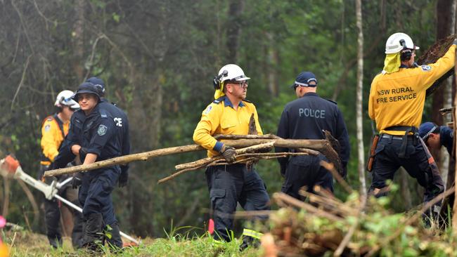 NSW Police search bush outside Kendall on Wednesday. Picture: AAP