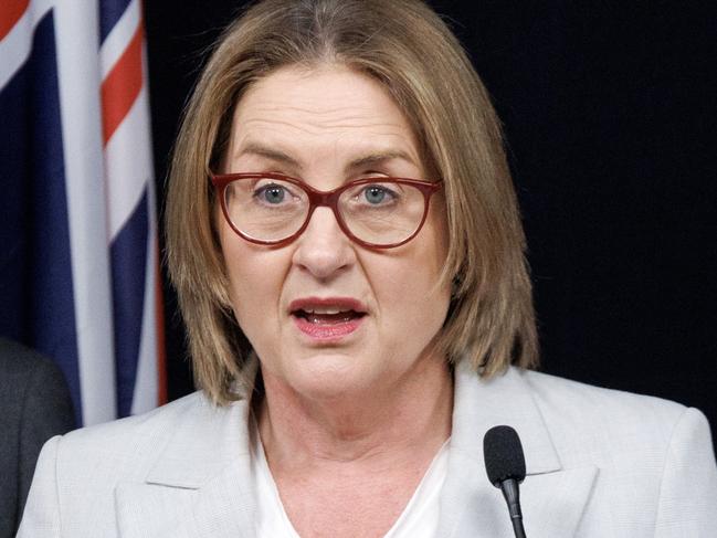 MELBOURNE, AUSTRALIA - NewsWire Photos - December 17, 2024:  Premier Jacinta Allan, Minister for Police Anthony Carbines and Minister for Multicultural Affairs Ingrid Stitt make an announcement at 1 Treasury Place. Picture: NewsWire /ÃDavid Geraghty