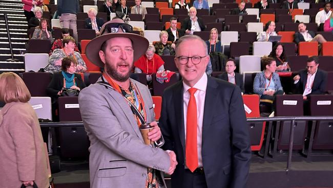 Former Barkly Regional Council mayor Jeffrey McLaughlin with Prime Minister Anthony Albanese.