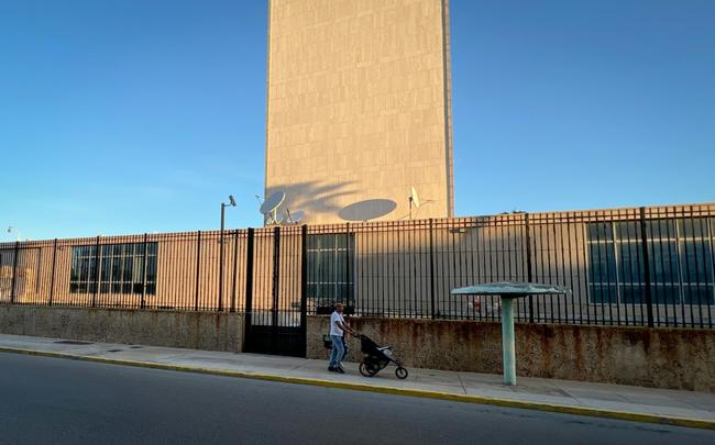 A man walks past the US embassy in Havana on January 4, 2023