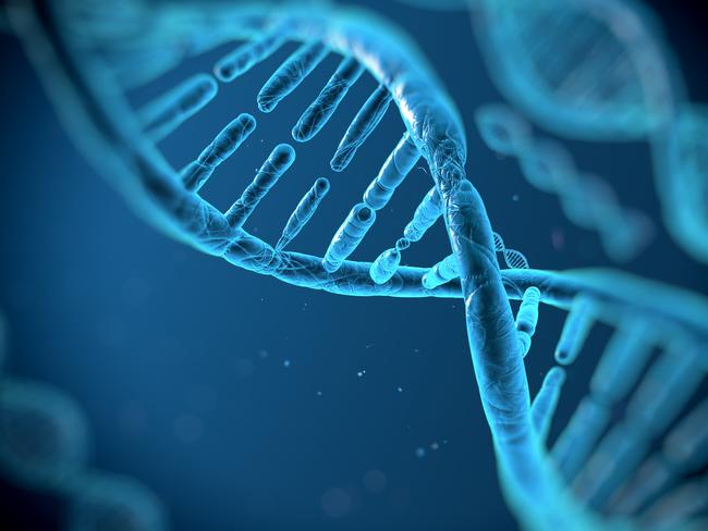 approximate the DNA molecule on a blue background istock