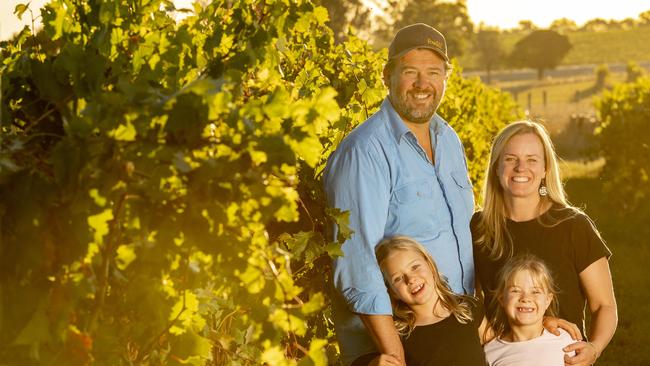 Matt Fowles with Lusie and their children Mathilda and Ella.