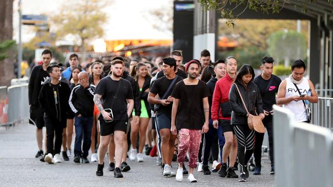 People as they enter the Midnight Mafia music festival, The Dome, Homebush, 11th May, 2019. Poo was allegedly found with the drugs at the 2018 festival. Picture by Damian Shaw