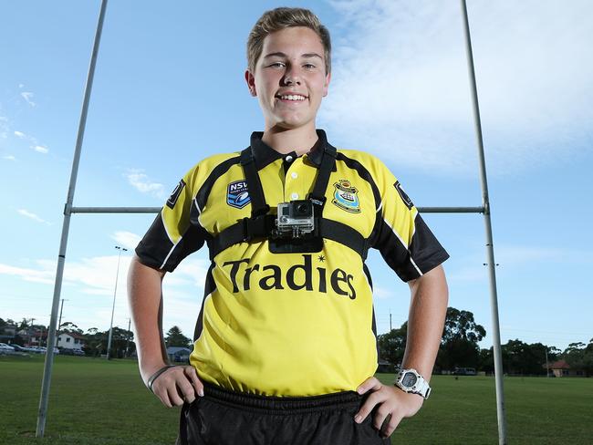 Kurt Portsmouth, 16, is a junior rugby league referee who trialled Go-Pro cameras during matches.