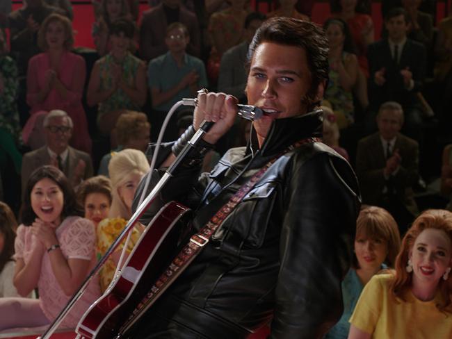 Austin Butler in a scene from the movie Elvis.