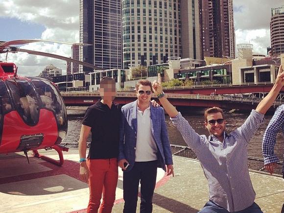 Jacobz travels to the Melbourne F1 Grand Prix via helicopter with Braiden Marlborough. Picture: Instagram