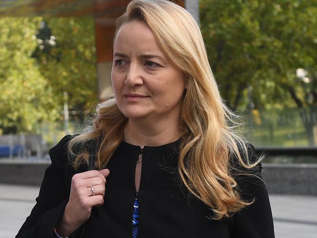 Executive general manager of Commonwealth Private Marianne Perkovic leaves the banking services royal commission. Picture: AAP