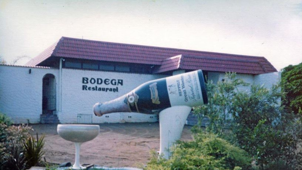 The former Bodega Restaurant in Ipswich had a rather inviting wine bottle water feature out the front.