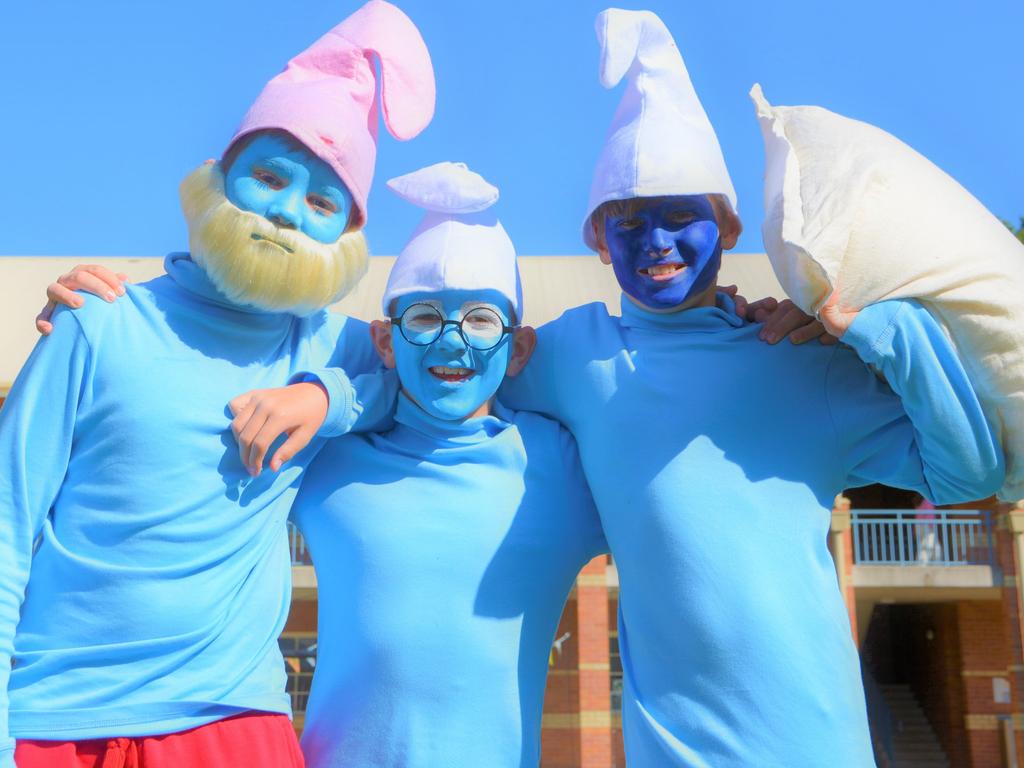 Dressed up for Book Week 2023 at Toowoomba Grammar School are (from left) Jackson Cooke, Wil Maker, Hugo Seaby. Picture: Rhylea Millar