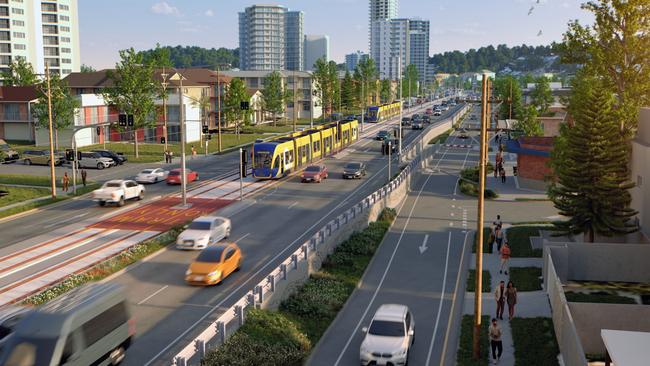 The first trams will be running down the Gold Coast Highway in late 2025. Picture: Supplied