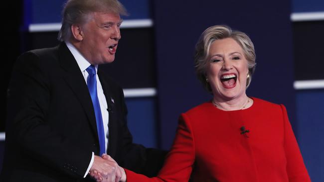 The candidates shake hands after the debate. Picture: AFP