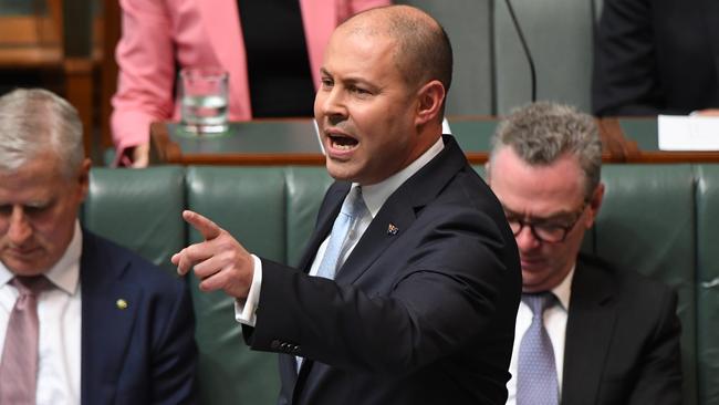 Treasurer Josh Frydenberg speaks at the Despatch Box during Question Time in the House of Representatives, at Parliament House, in Canberra, Wednesday, 3 April 2019 (AAP Image/Sam Mooy) NO ARCHIVING