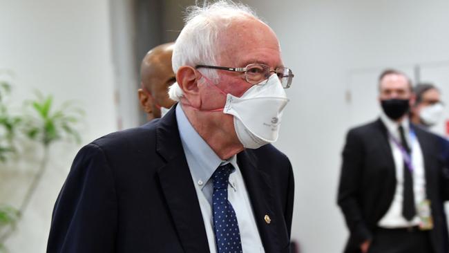 Bernie Sanders arrives before the start of the trial. Picture; AFP.