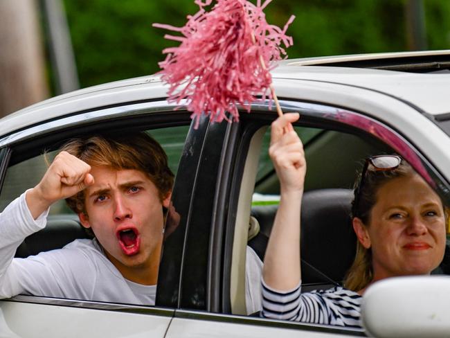 Reporter Sarah Blake and her son Noah at his high school graduation parade in New York. Photo: EDL Photography