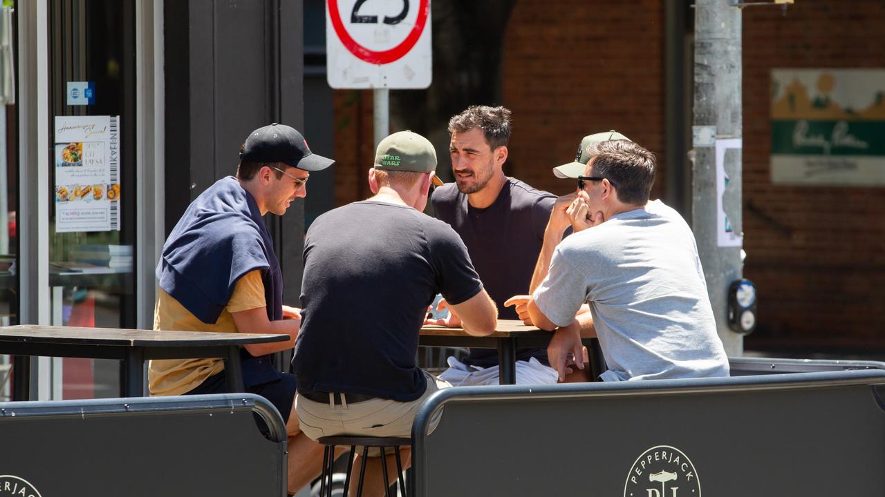 Pat Cummins, Mitchell Starc and Nathan Lyon eat at the restaurant. Photo: MEDIA-MODE.COM