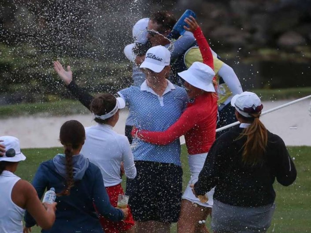 Gill was surrounded by support after her tournament win. Photo: Instagram