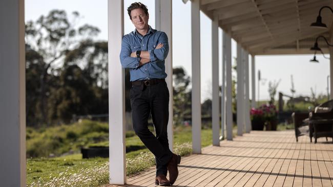 ‘Money man’ for the Aussie battler, Scott Pape, at his rural Victorian home. Picture: David Geraghty