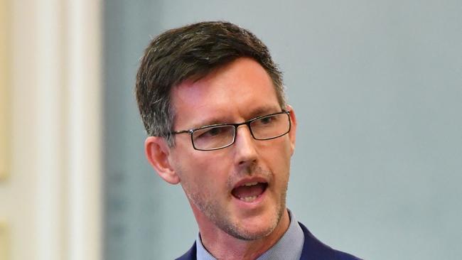 Queensland Minister for Transport and Main Roads, Mark Bailey is seen during Question Time at Queensland Parliament House in Brisbane, Tuesday, October 16, 2018.  (AAP Image/Darren England) NO ARCHIVING