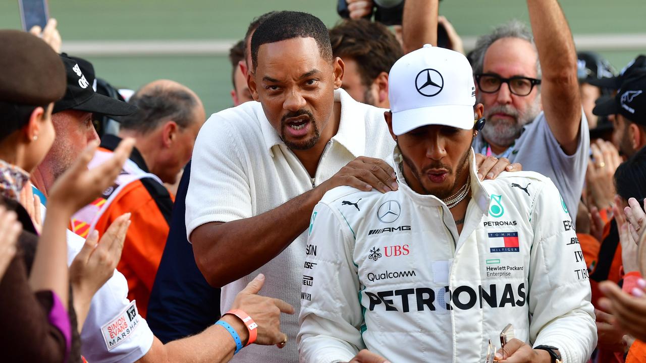 Will Smith played a big role in Lewis Hamilton’s garage in Abu Dhabi.